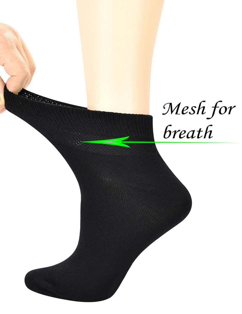 [Australia] - Yomandamor Women's Non-binding Bamboo Flat Knit Ankle Casual/Diabetic Socks with Seamless Toe,5 Pairs L size 9-11 5 Pairs Black 