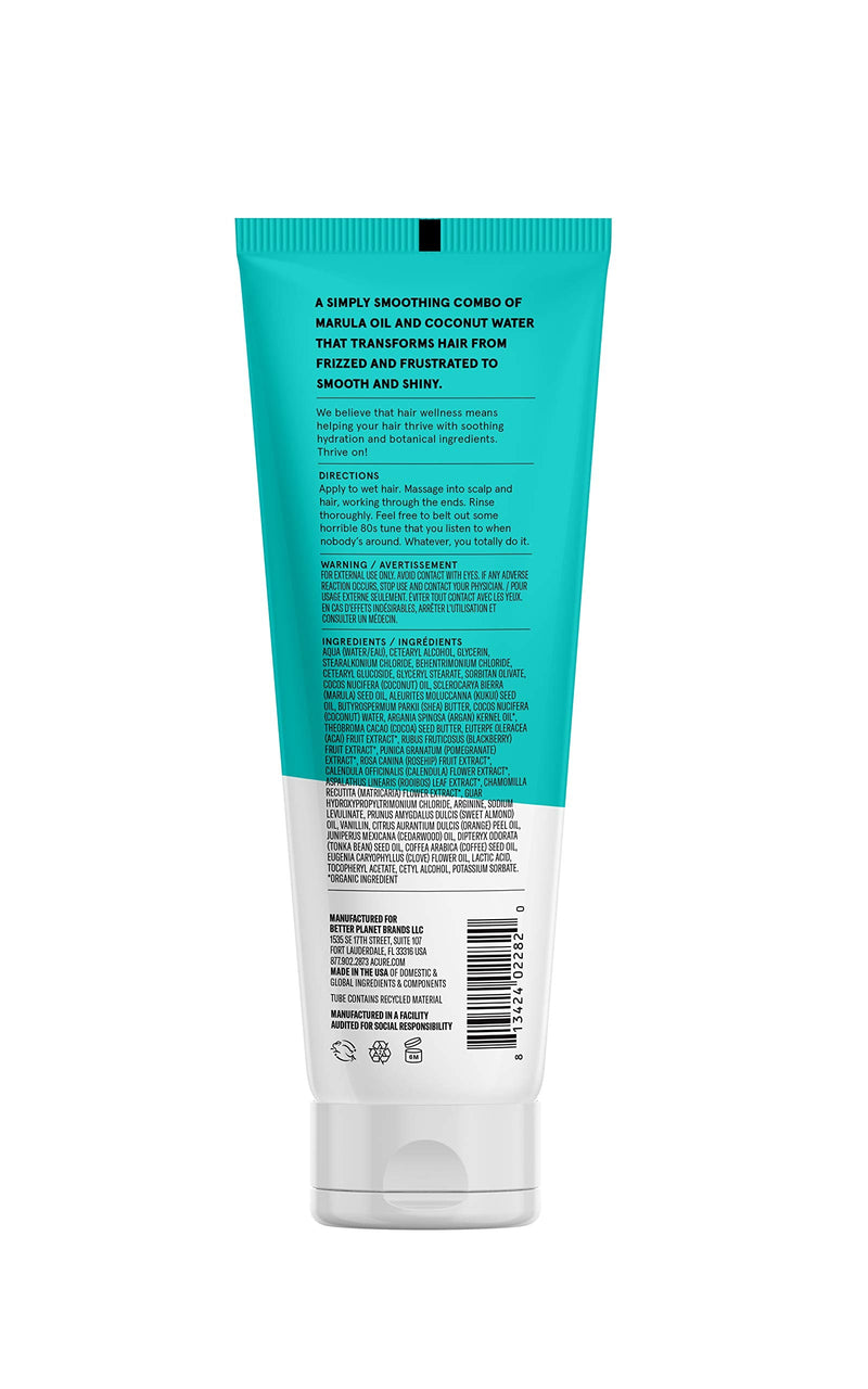 [Australia] - Acure ACURE Simply Smoothing Conditioner - & Marula Oil | 100% Vegan | Performance Driven Hair Care | Smooths & Reduces Frizz | White/Blue, Coconut Water, 8 Fl.Oz 