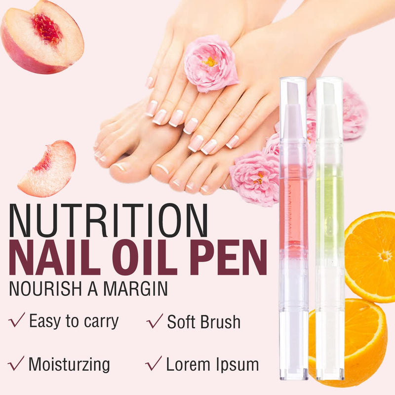 [Australia] - Cuticle Oil Pens for Nail Care, Natural Cuticle Oil Pens 2Pcs Nail Oil for Manicure Pedicure Nourish Nail Cracking and Dry Nail Repair Treatment (Peach & Orange Scent) (Orange & Peach) Orange & Peach 