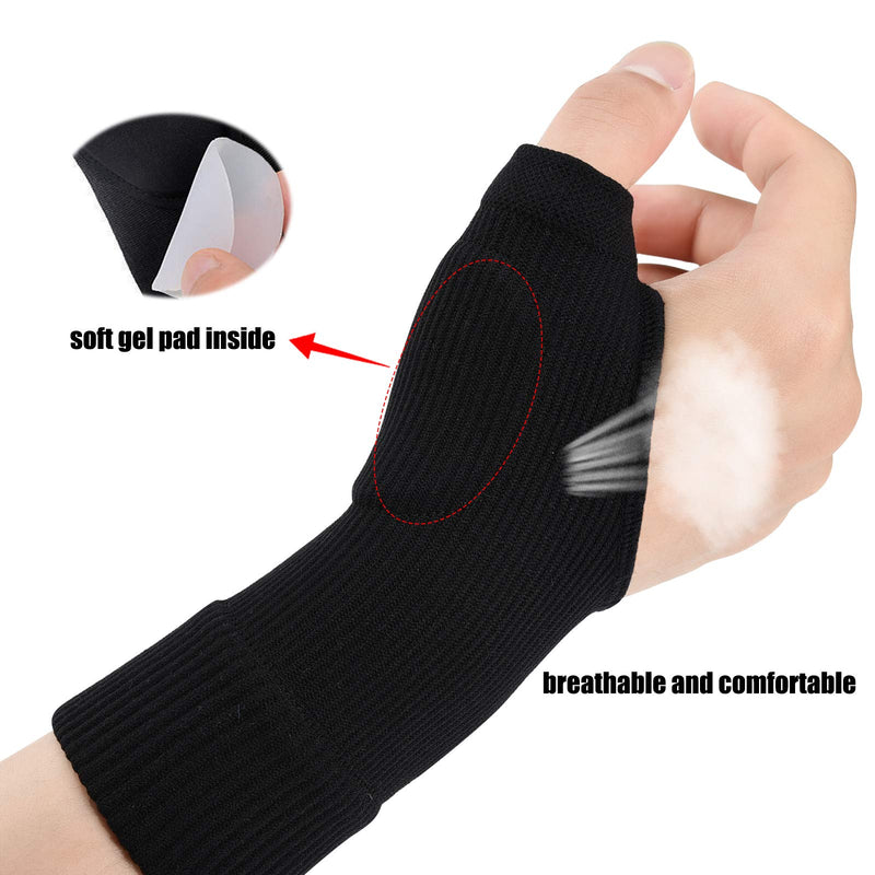 [Australia] - Wrist Thumb Compression Arthritis Gloves(1 Pair),Breathable Wrist Support Brace Fingerless Glove with Gel Thumb Injury Pads,Comfortable Carpal Tunnel Sleeve for Hand Wrist Joint Relieve Pain Black 