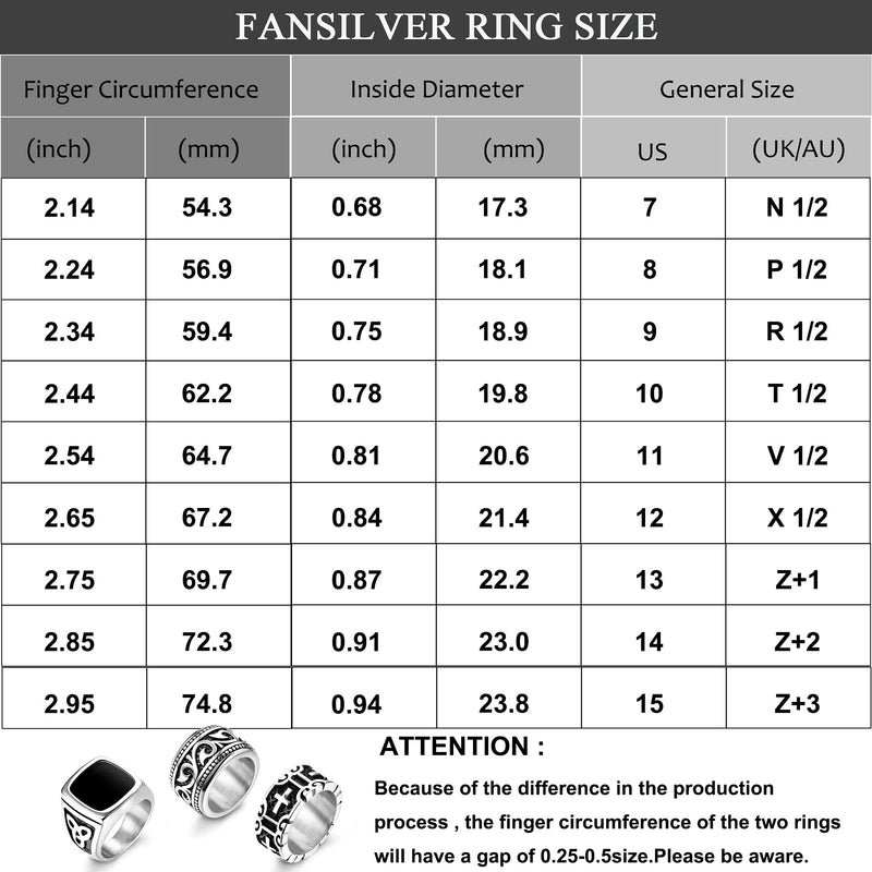 [Australia] - Fansilver Stainless Steel Rings For Men Vintage Biker Ring Wide Thick Cross Band Ring Celtic Knot Signet Ring Set Cool Thumb Ring Size(7-13) 7 