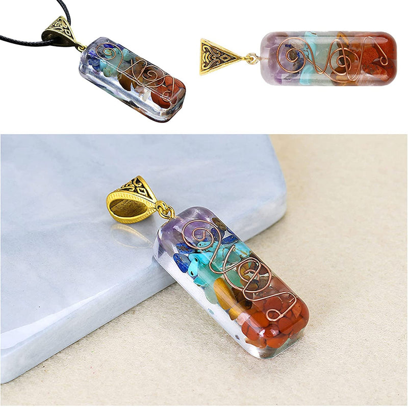 [Australia] - DEEPOW ANLACOCN Healing 7 Chakra Necklace with Rainbow Crystals Orgone Energy Generator for Balancing 7 Chakras, Meditation Yoga Spiritual Jewelry 