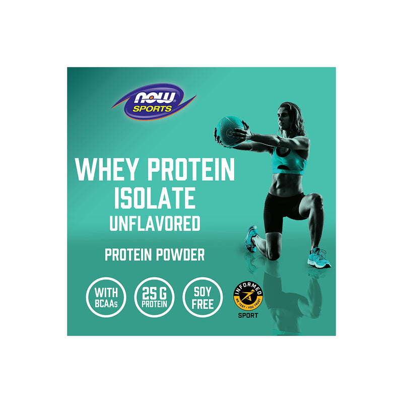 [Australia] - NOW Sports Nutrition, Whey Protein Isolate, 25 g With BCAAs, Unflavored Powder, 1.2-Pound 