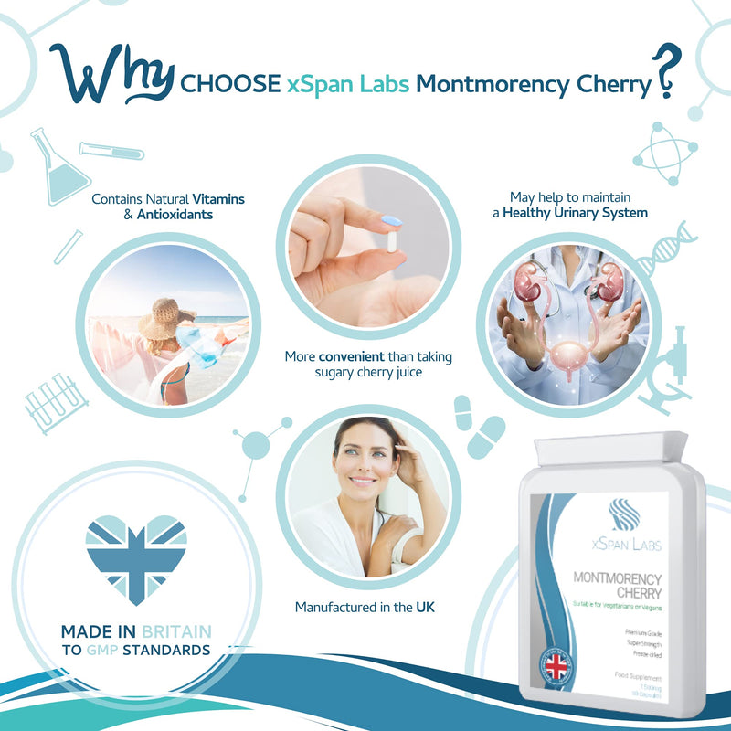 [Australia] - Montmorency Cherry - 90 Capsules - 1500mg per Capsule of High Strength Freeze Dried 10:1 Cherry Extract Supplement with Natural Vitamin A, C, B6 and E for Immune System Support 
