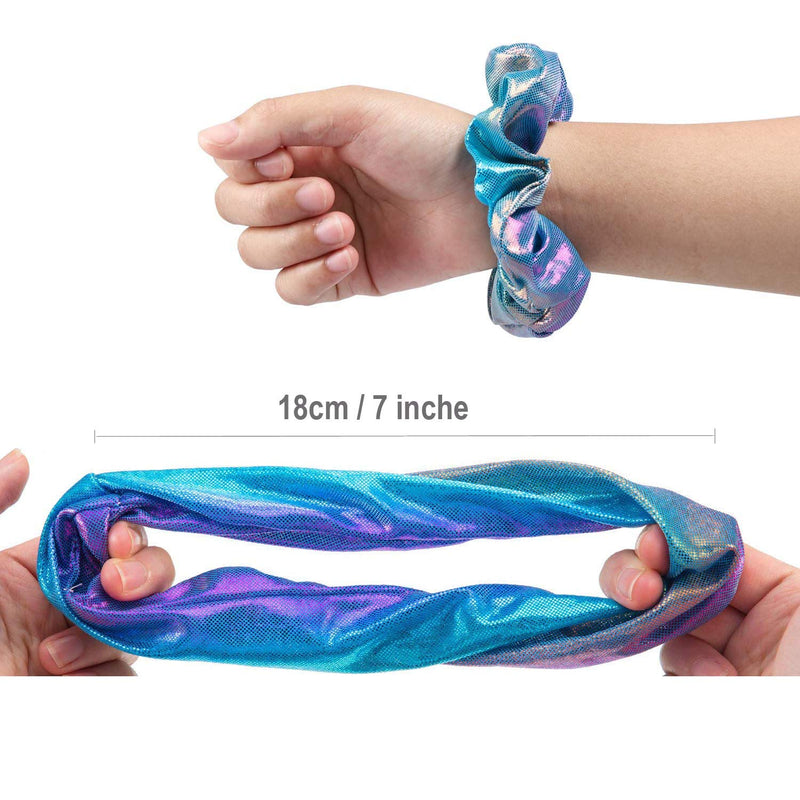 [Australia] - 20 Pieces Shiny Metallic Scrunchies,AUERVO Hair Scrunchies Sparkle Scrunchy Colorful Hair Ties Ropes Elastic Ponytail Holder for Girls and Women 