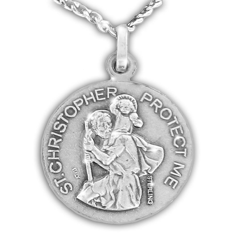 [Australia] - TrueFaithJewelry Sterling Silver Basketball Sports Medal with Saint Christopher Back, 3/4 Inch 