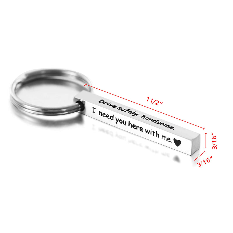 [Australia] - Boyfriend Keychains BF Keychain Husband Valentines Cute Keyring For Him Drive Safe Handsome I Need You Here With Me 