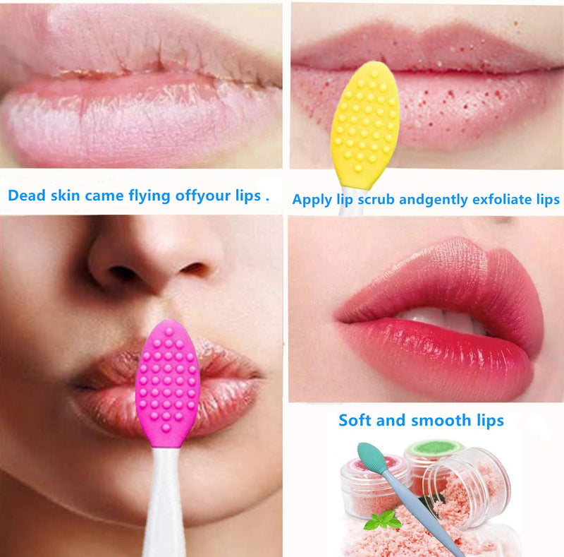 [Australia] - Mini Exfoliating Lip Brush Double-Sided Silicone Soft Lip Brush Applicator Wand Tool Set Lip Scrub Brush For Fuller And Sexy Lip Appearance (8pcs) 