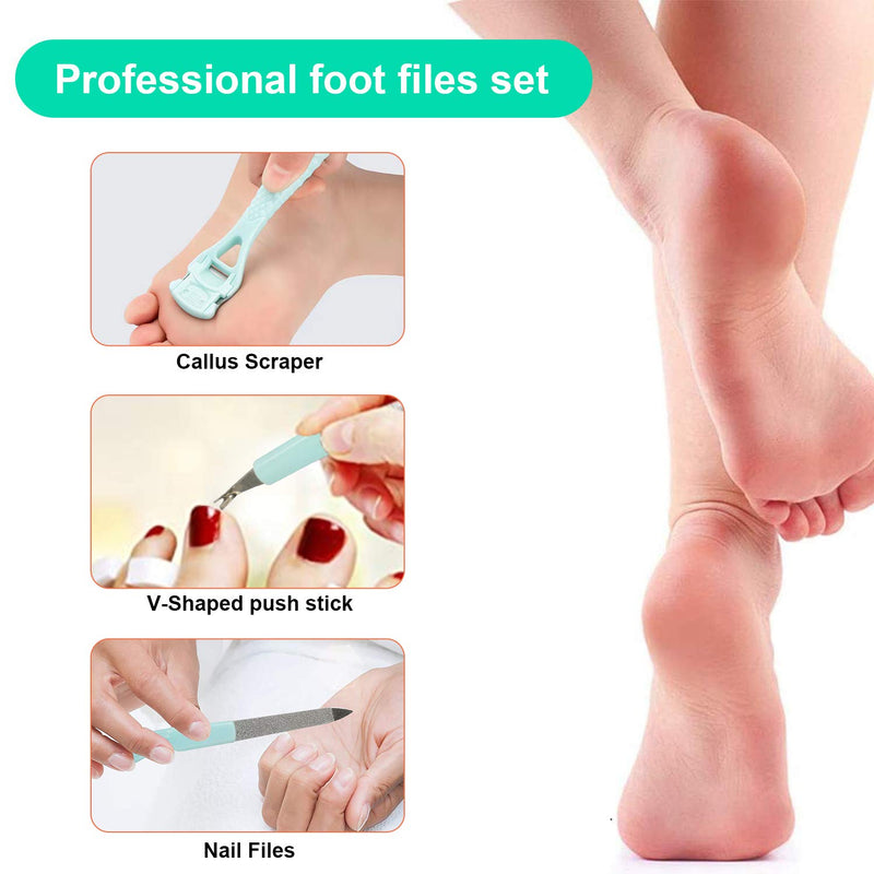 [Australia] - Foot Scraper, Hard Skin Callus Remover FootCallus Shaver Foot File Pedicure Feet Care Set with 10pcs Blade, Premium Stainless Steel Foot Care Tools for Dry Wet Foot Heel Callus, Dead, Cracked Skin A-green 