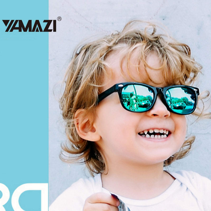 [Australia] - YAMAZI Kids Sunglasses Polarized Fashion Mirrored Sports Unbreakable for Boys Girls Toddler Children A1 Black | Green Lens Grey 