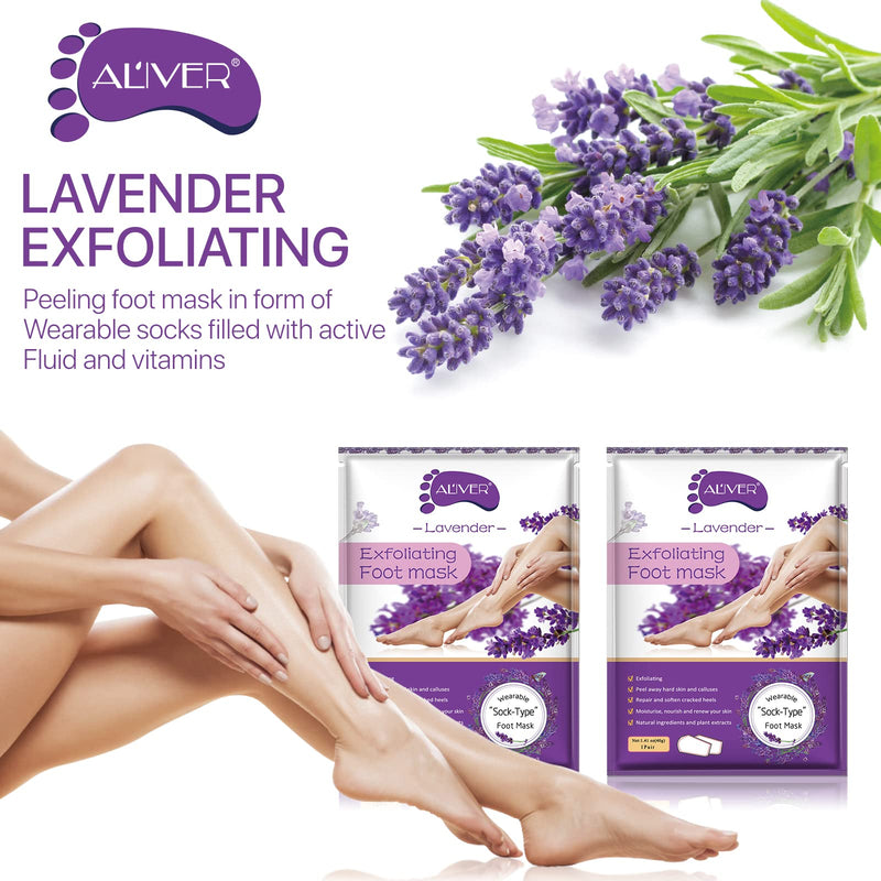 [Australia] - Foot Peel Mask 3 Pack -Exfoliating Foot Mask for Calluses, Dry Cracked Heels and Dead Skin - Moisturize and Repair Rough Foot with Natural Ingredients - Easy to Use at Home - Fits for Women & Men Lavender 