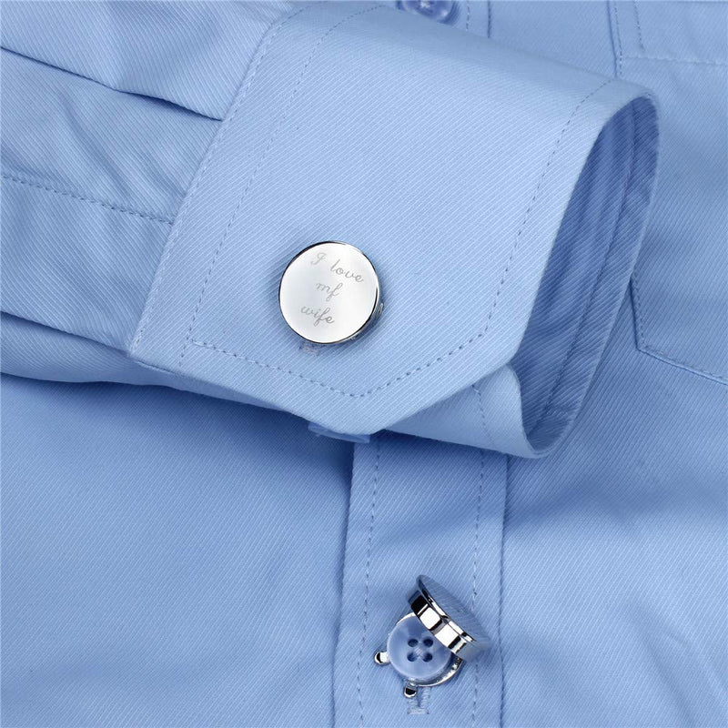 [Australia] - HAWSON Silver Color Laser Button Cover Cufflinks for Men and Impressive Words - Best Choice for Weddling Gift I LOVE MY WIFE 