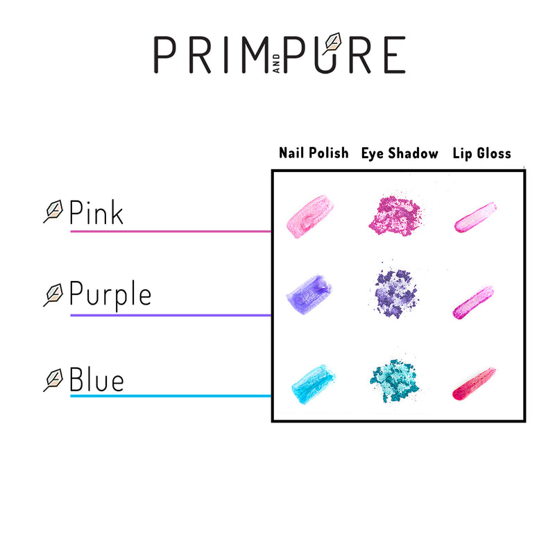 [Australia] - Prim and Pure Starter Gift Set | Organic & Natural Makeup Kit for Kids | Perfect for Play Dates & Birthday Parties | Kids Eyeshadow Makeup – Nail Polish for Kids – Kids Lip Gloss | Made in USA (Blue) Blue 