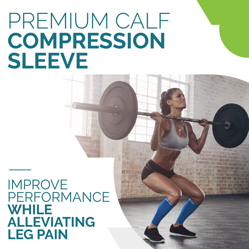[Australia] - Calf Compression Sleeves For Men & Women - Leg Compression Sleeve - Footless Compression Socks for Shin Splint &Varicose Vein Blue Large 