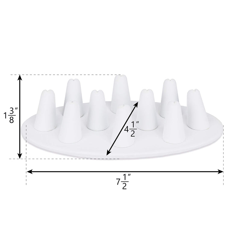 [Australia] - Mooca Premium Finger Shaped Ring Display for 10 Rings Suitable for Displaying and Gift Personal Jewelry and Business Products, 4 1/2" W x 7 1/2" D x 1 3/8" H, White Faux Leather 