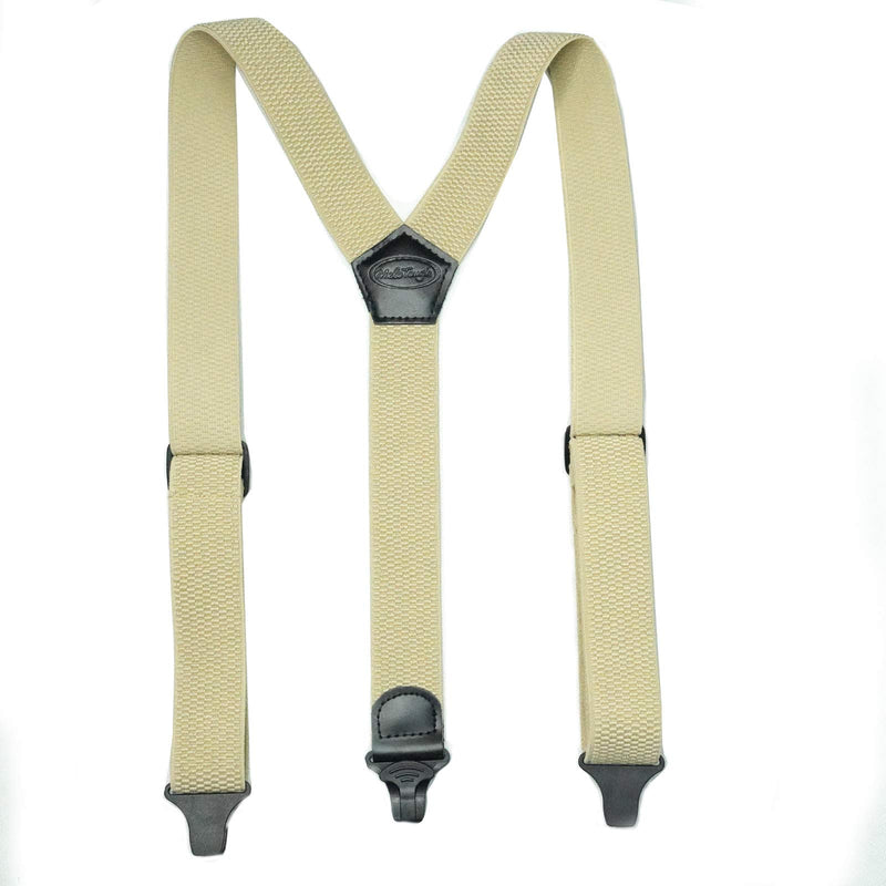 [Australia] - Melo Tough Y back suspenders airport friendly Suspenders,NO buzz with Plastic Clip 1.5 inch fully elastic braces (KHAKI) 