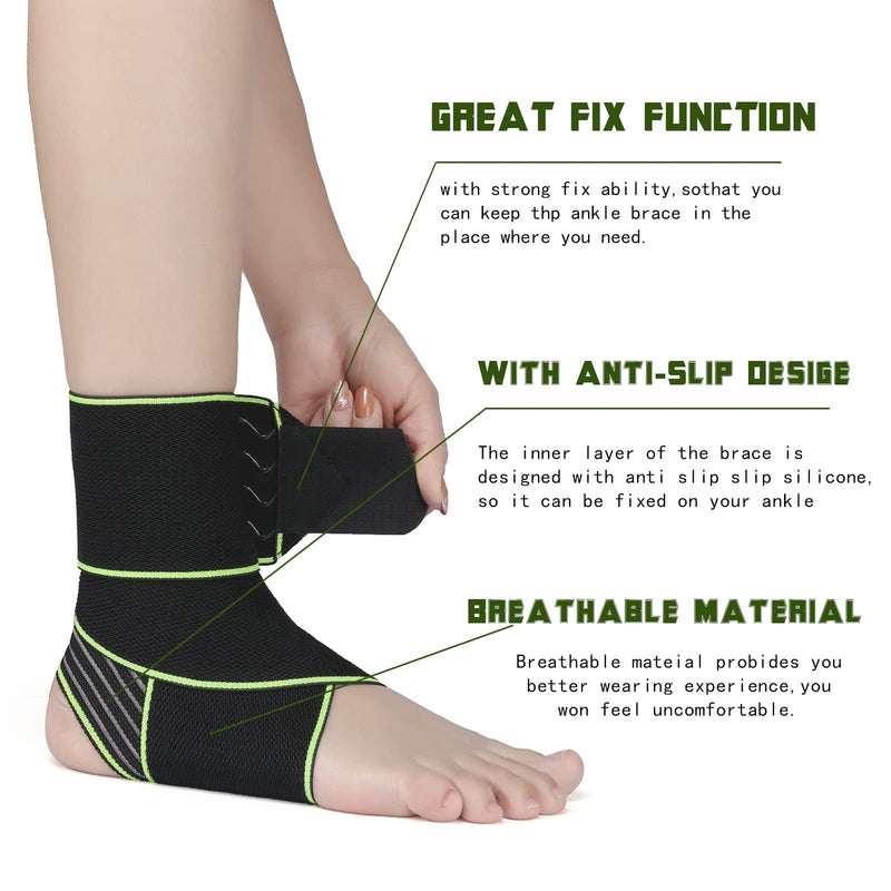 [Australia] - Ankle Support,Ankle Brace for Men and Women, Adjustable Ankle Compression Brace for Plantar fasciitis, arthritis sprains, muscle fatigue or joint pain, heel spurs, foot swelling,Suitable for Sports 1 Green 