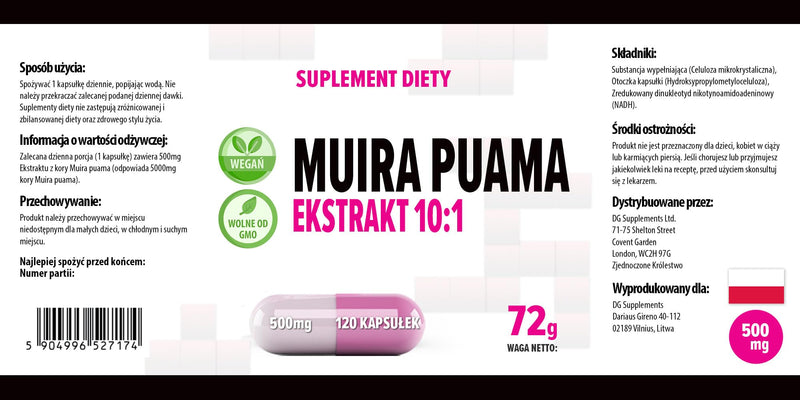 [Australia] - Hepatica Muira Puama Bark Extract 5000mg Equivalent (500mg of 10:1 Extract) 120 Vegan Capsules, 3rd Party lab Tested, High Strength Supplement, Gluten and GMO Free 