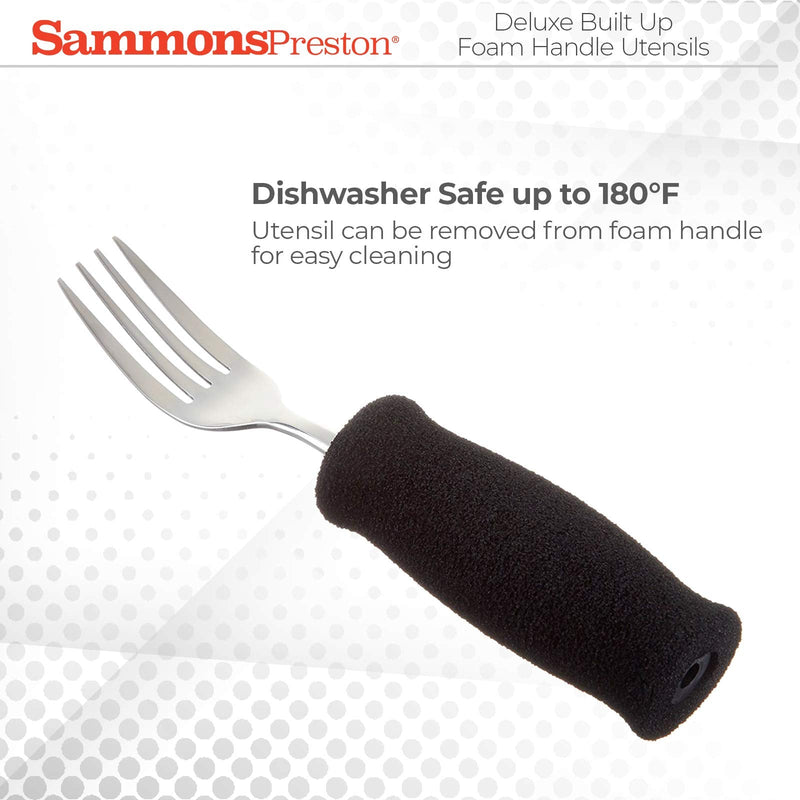 [Australia] - Sammons Preston - 40046 Deluxe Built-Up Handle Adaptive Grip Fork, 8" Long, Stainless-Steel Easy-Hold Utensil with Removable Soft Molded Foam Grip, Adaptive Utensil for Those with Arthritis and Weak Grip 
