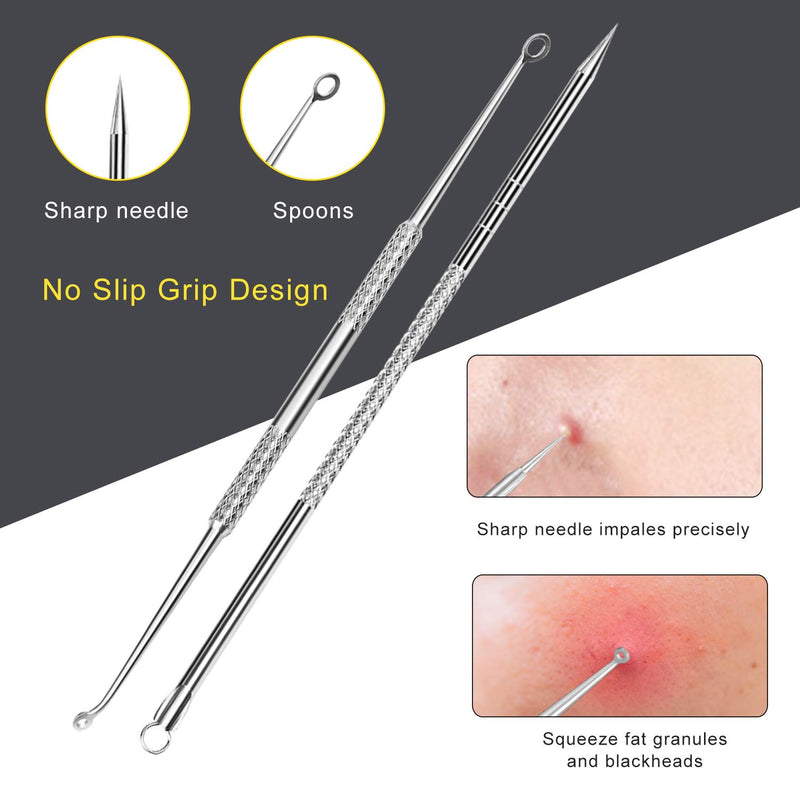 [Australia] - [Latest]Blackhead Remover Tool, Boxoyx 10 Pcs Professional Pimple Comedone Extractor Popper Tool Acne Removal Kit - Treatment for Pimples, Blackheads, Zit Removing, Forehead,Facial and Nose(Silver) 