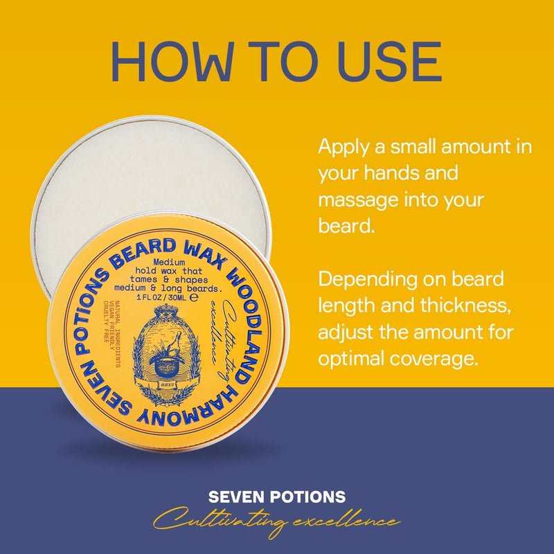 [Australia] - Seven Potions Beard Wax for Men — Medium Hold Styling Wax to Shape And Nourish Your Beard — All-Natural, Vegan, Cruelty Free — Woodland Harmony (30 ml) 