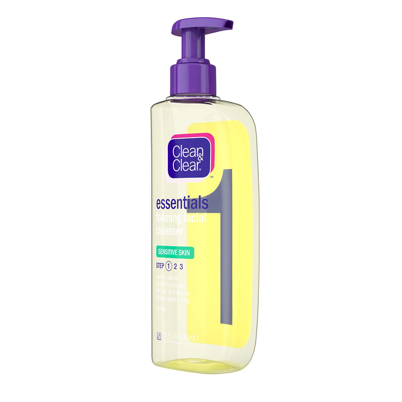 [Australia] - Clean & Clear Essentials Foaming Facial Cleanser for Sensitive Skin, Oil-Free Daily Face Wash to Remove Dirt, Oil & Makeup, 8 fl. oz 