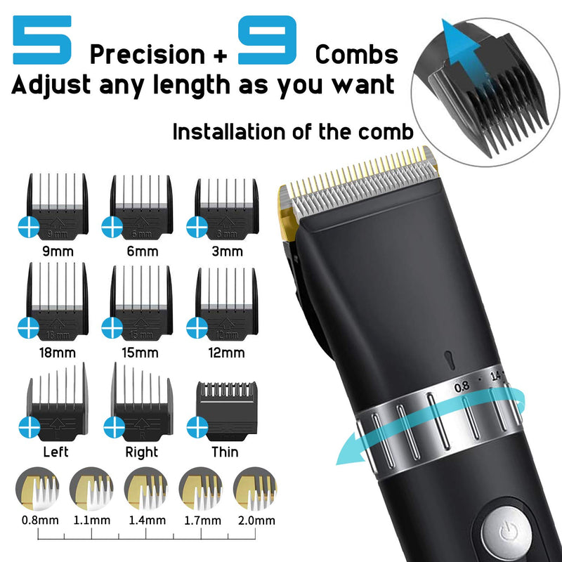 [Australia] - Hair Clippers for Men Professional, Cordless Beard Trimmer Mens Cutting Kit Barbers Haircut Electric Grooming Machine - USB Rechargeable & Waterproof with LED Display 