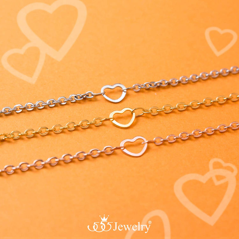 [Australia] - 555Jewelry Womens Stainless Steel Mini Multi Heart Love Dainty Chain Necklace Silver 20.0 Inches 