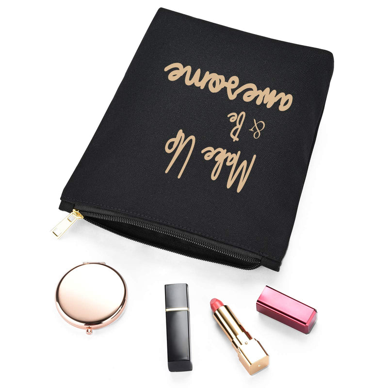 [Australia] - Make Up & Be Awesome -Makeup Bag Cosmetic Bag Makeup Travel Case Gift 