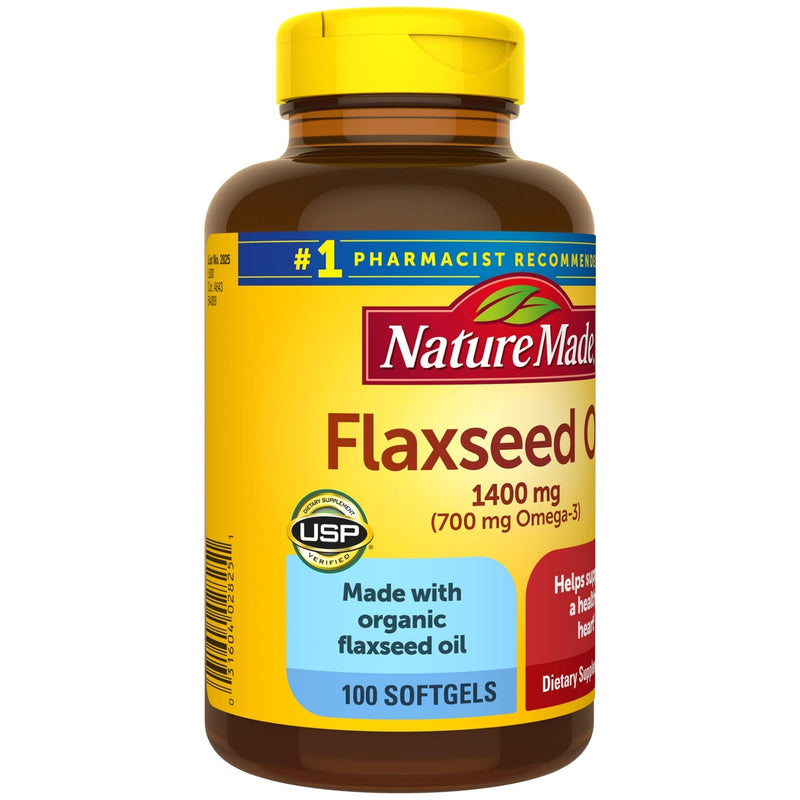 [Australia] - Nature Made Flaxseed Oil 1400 mg Softgels, 100 Count for Heart Health Support 100 Count (Pack of 1) 