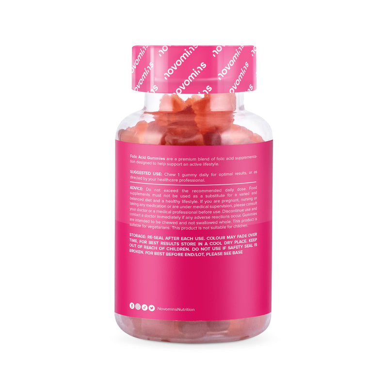 [Australia] - Folic Acid Gummies � Folic Acid 400mcg - 3 Month Supply � Vegan � Gluten Free � Pregnancy Care � Prenatal Health & Maternal Tissue Growth During Pregnancy � Made by Novomins 
