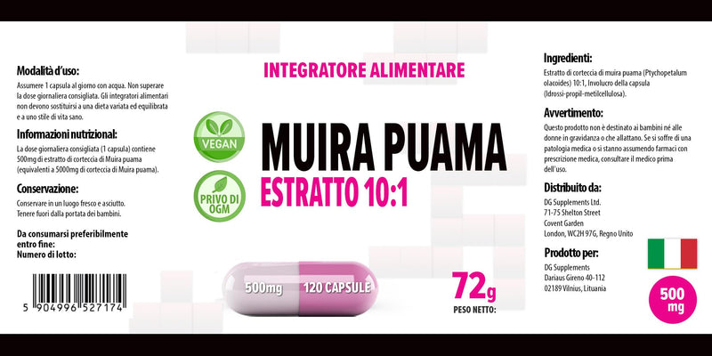 [Australia] - Hepatica Muira Puama Bark Extract 5000mg Equivalent (500mg of 10:1 Extract) 120 Vegan Capsules, 3rd Party lab Tested, High Strength Supplement, Gluten and GMO Free 