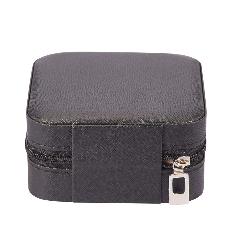 [Australia] - PU Leather Small Jewelry Box, Travel Portable Jewelry Case for Ring, Pendant, Earring, Necklace, Bracelet Organizer Storage Holder Boxes (Black) Black 