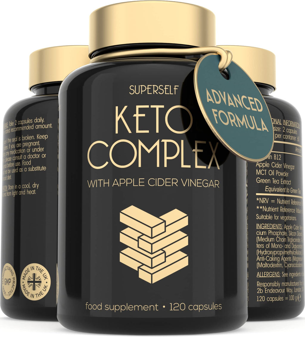 [Australia] - Keto Diet Pills - Advanced Keto Complex with Apple Cider Vinegar 1000mg, MCT Oil, Vitamin B12, Green Tea Extract - 120 Capsules - Keto Tablets Supplement for Men & Women - Made in The UK 