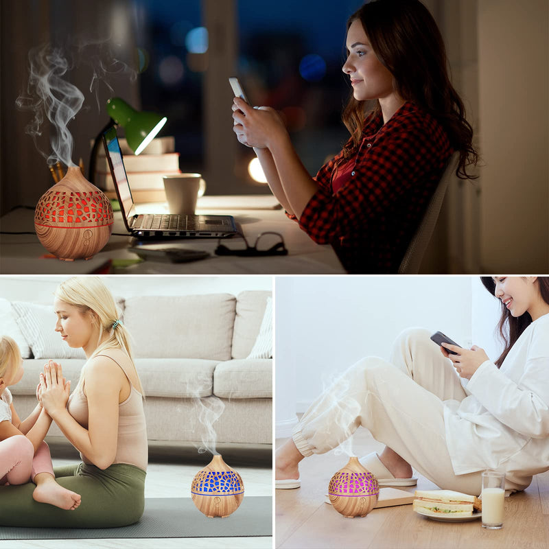 [Australia] - Bigqin Essential Oil Diffuser 180ML,Ultrasonic Aromatherapy Scented Diffuser Humidifier with 7 LED Color Lights Aroma Diffuser for Spa Bedroom , Light Brown 