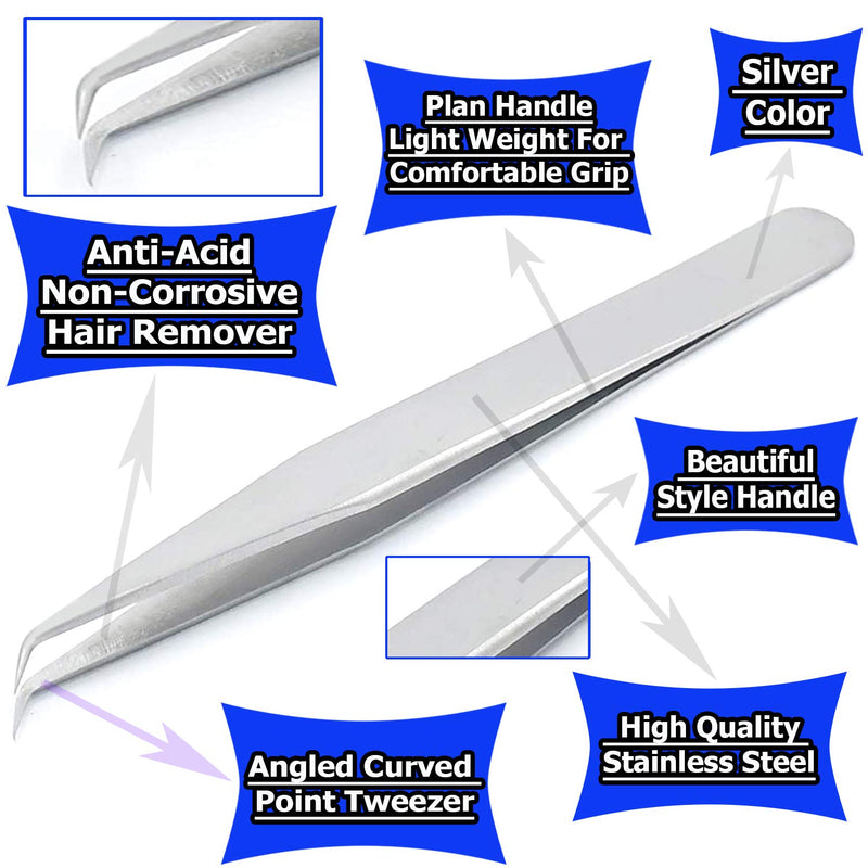 [Australia] - G.S Precision Eyebrow Eyelash Plant Tweezers Hair Remover Nail Beauty Makeup Tool Stainless Steel Curved Pointed Tip ELT-028 