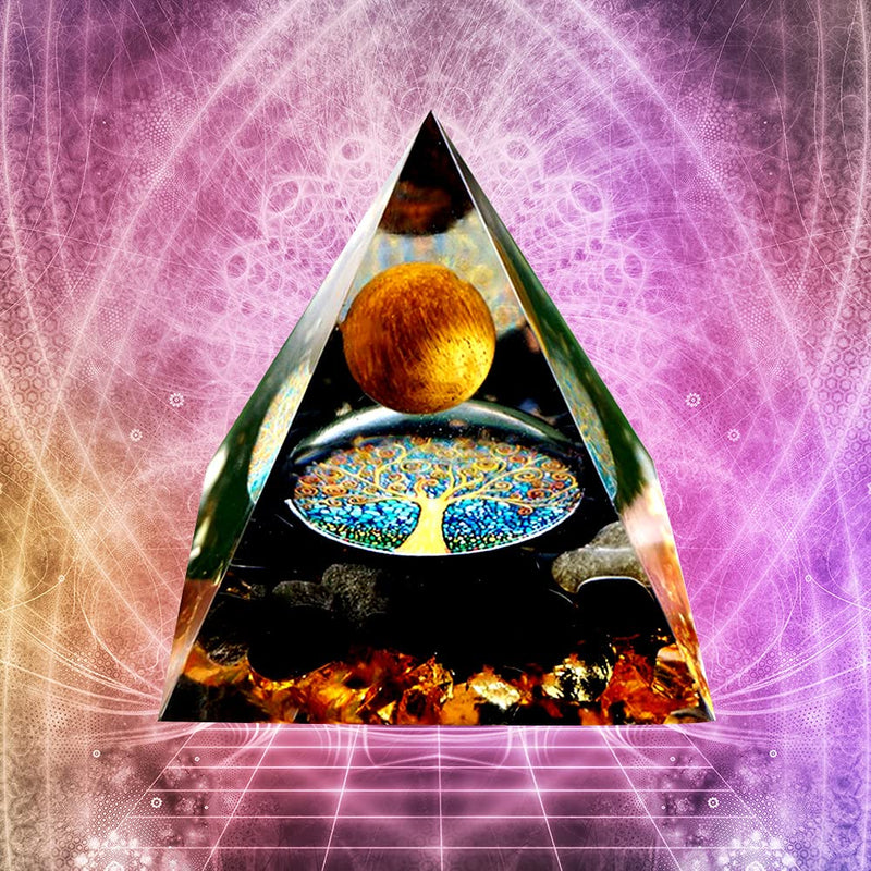 [Australia] - Moonstone Crystal Orgone Pyramid Ogan Crystal Energy Tower Nature Reiki Chakra Crushed Stone Jewelry Flower of Life Crystal Orgonite Pyramid Healing Chakra Pyramid B 