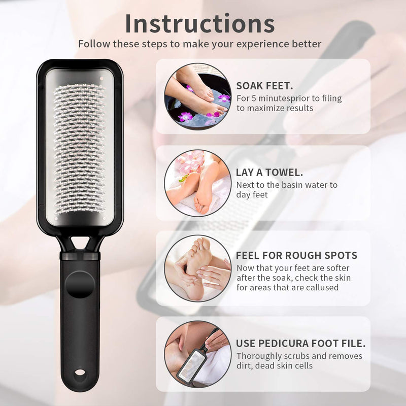 [Australia] - Pedicure Foot File Callus Remover - Large Stainless Steel Foot Scraper, Remove Hard Skin, Practical and Professional Foot Care File, Suitable for Dry and Wet Feet 