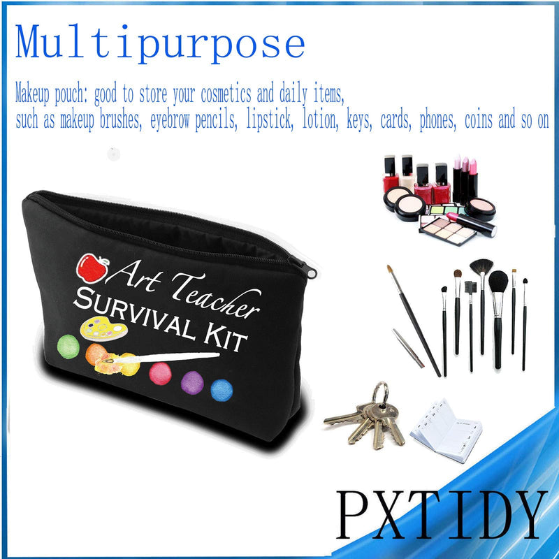 [Australia] - PXTIDY Art Teacher Survival Kit Makeup Bag Art Teacher Gift Teacher Pencil Pouch Teacher Bag for Teacher Appreciation Gift (BLACK) BLACK 