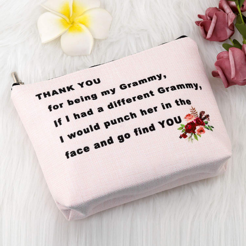 [Australia] - PXTIDY Grammy Gift Grandma Makeup Bag Thank You For Being My Grammy Makeup Cosmetic Bag Best Grammy Ever Gifts Grammie Gram Gifts (beige) beige 