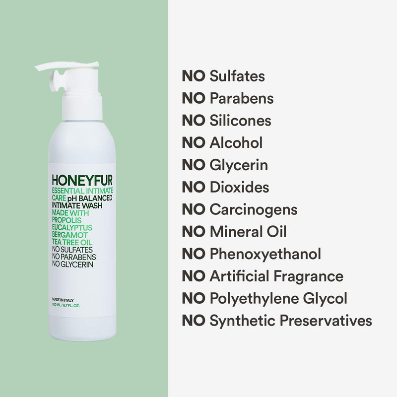 [Australia] - HONEYFUR pH Balanced Feminine Wash For Sensitive Skin – Natural Intimate Cleanser – Propolis & Tea Tree Oil – Sulfates & Paraben Free – Soothing, Refreshing, Calms Irritation – 200 ML / 6.7 FL OZ 