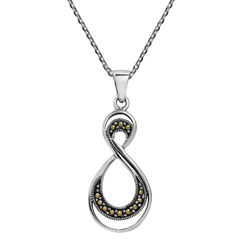 [Australia] - AeraVida Double Eternity Marcasite Style Pyrite .925 Sterling Silver Jewelry Set 