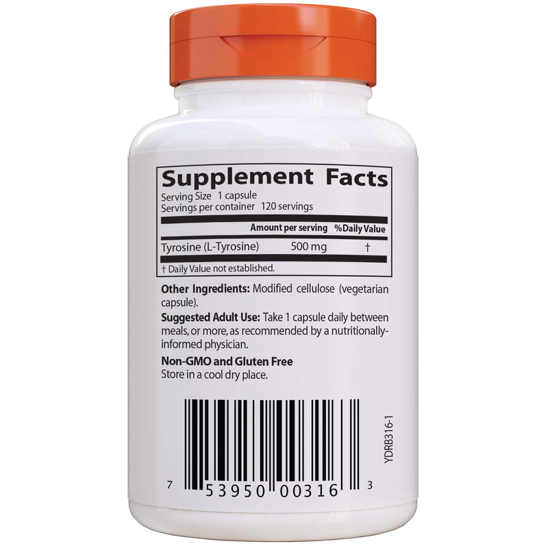 [Australia] - Doctor's Best L-Tyrosine, Healthy Brain Function, Amino Acid, Healthy Glandular Function, Non-GMO, Gluten Free, 120 VC 