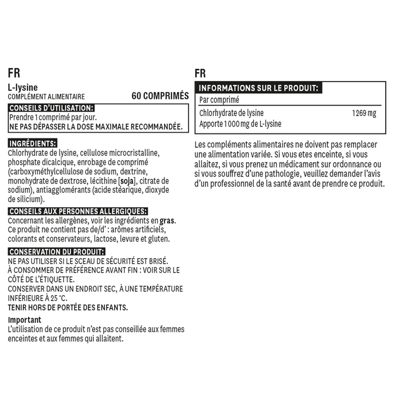[Australia] - Natures Aid L-Lysine 1000 mg, High Potency Essential Amino Acid, Vegan, 60 Tablets 