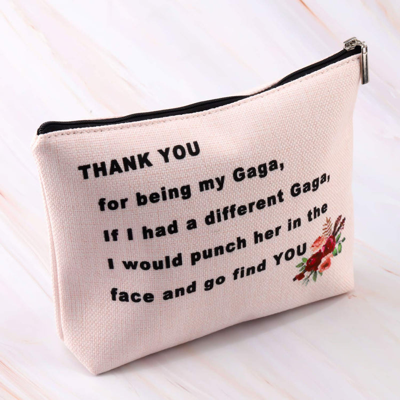 [Australia] - PXTIDY Gaga Gift Grandmother Gift Thank You For Being My Gaga Cosmetic Bag Funny Grandmother Makeup Bag Best Gaga Ever for Gaga (beige) beige 