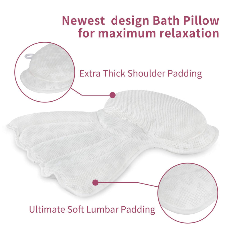 [Australia] - Bath Pillow, Luxury Bathtub Pillow, Ergonomic Spa Bath Pillows for tub with 4D Mesh Technology and 6 Suction Cups,Tub Pillow with Neck, Head, Shoulder and Back Support, Fits All Bathtub,Home Spa 