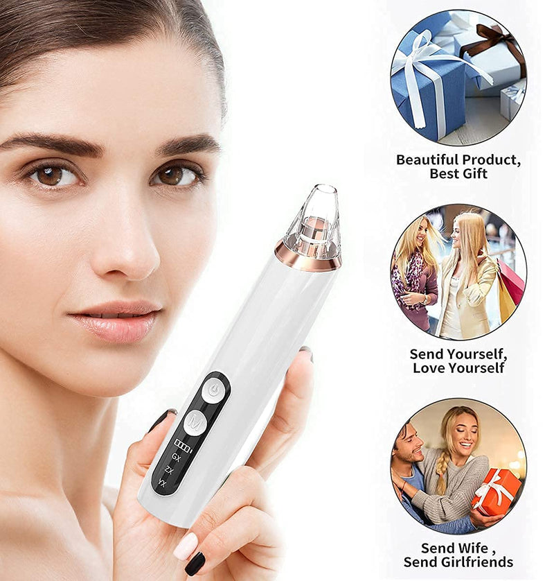 [Australia] - Blackhead Remover Vacuum-Electric Facial Pore Cleaner, pore vacuum cleaner multifunction Suction Tool, 2021 Newest Electric USB Rechargeable blackhead remover tool with 6 Probes fit for All Skin white 