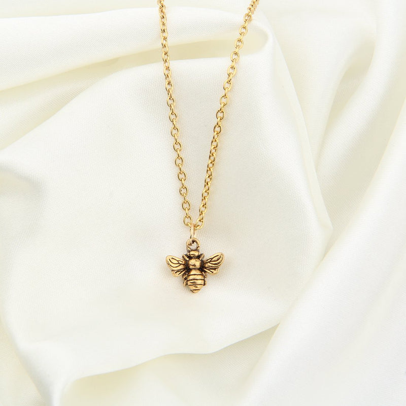 [Australia] - WUSUANED Vintage Minial Honeybee Bumblebee Necklace Insect Jewelry for Women Girl bee necklace antique gold 