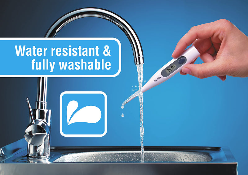 [Australia] - Citizen CTA303 Digital Thermometer, Water Resistant, Antibacterial casing with Fever Alarm. Accurate and Fast Readings for Adults and Children., White 