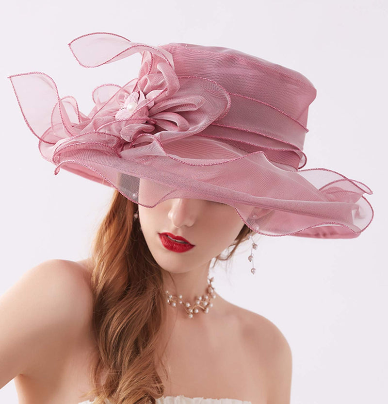 [Australia] - ORIDOOR Women’s Organza Church Kentucky Derby Tea Party Wedding Fascinator Hat UV-Anti Wide Brim Sun Hats C Light Purple One Size 